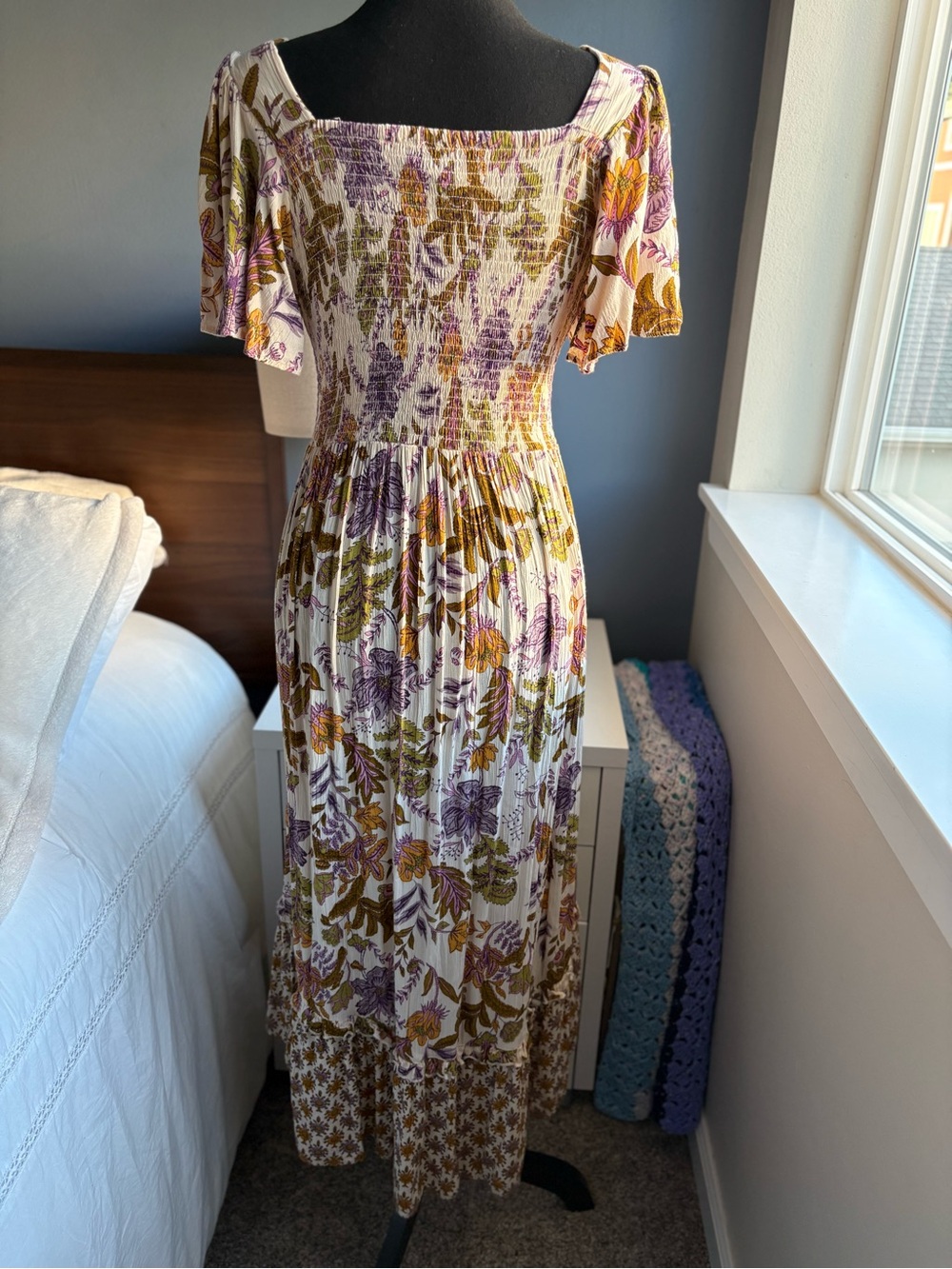 Angie Twist-Front Floral Flutter Sleeve High Low Maxi Dress - Picture 4 of 15